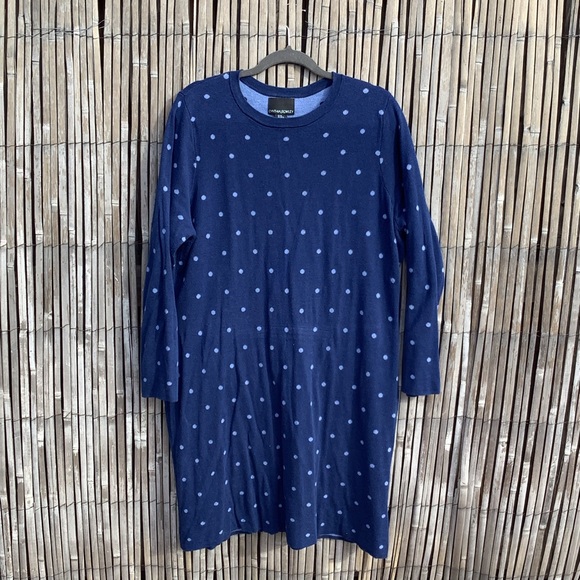 Blue Polkadot Sweater Dress - Picture 1 of 12